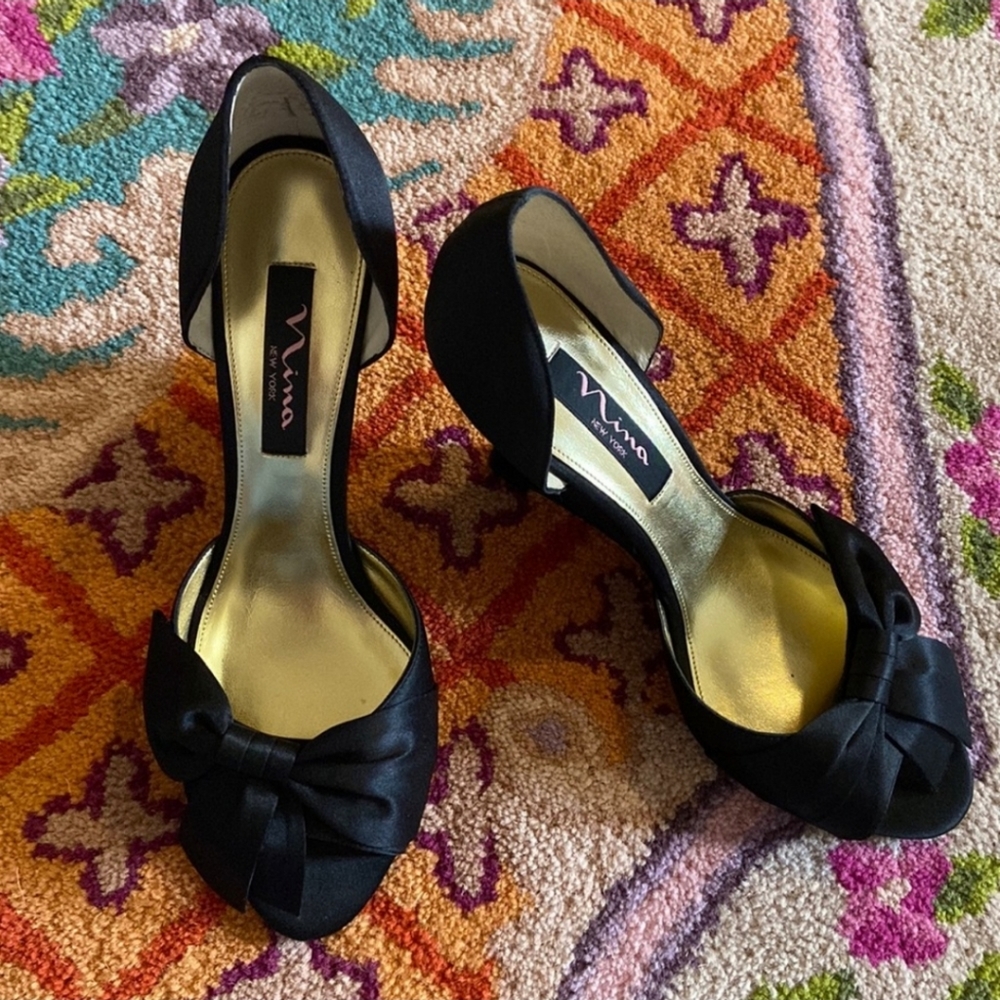 Nina formal satin wedge heels